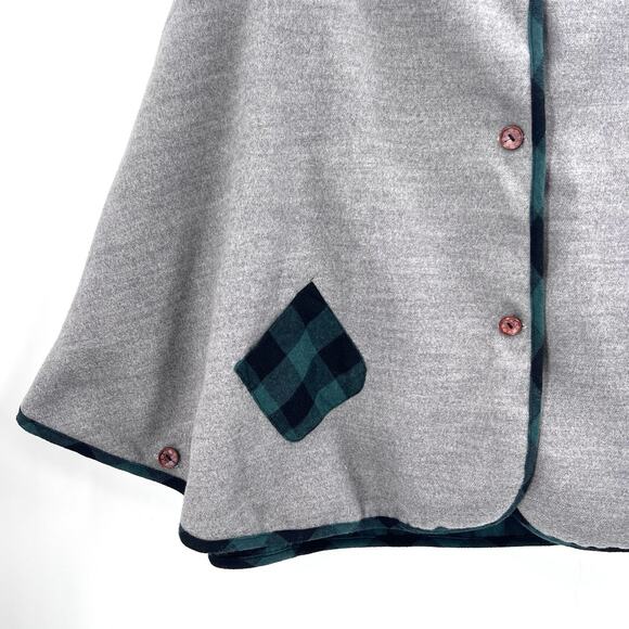 Lingchenyanyu Gray Wool Cat Ears Hooded Cape Coat Kawaii Womens Medium - Picture 3 of 9